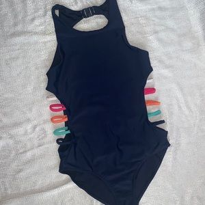 Zella Girl’s 🌈 Side Racer Bathing suit, Size 12